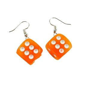 Neon Orange Dice Earrings